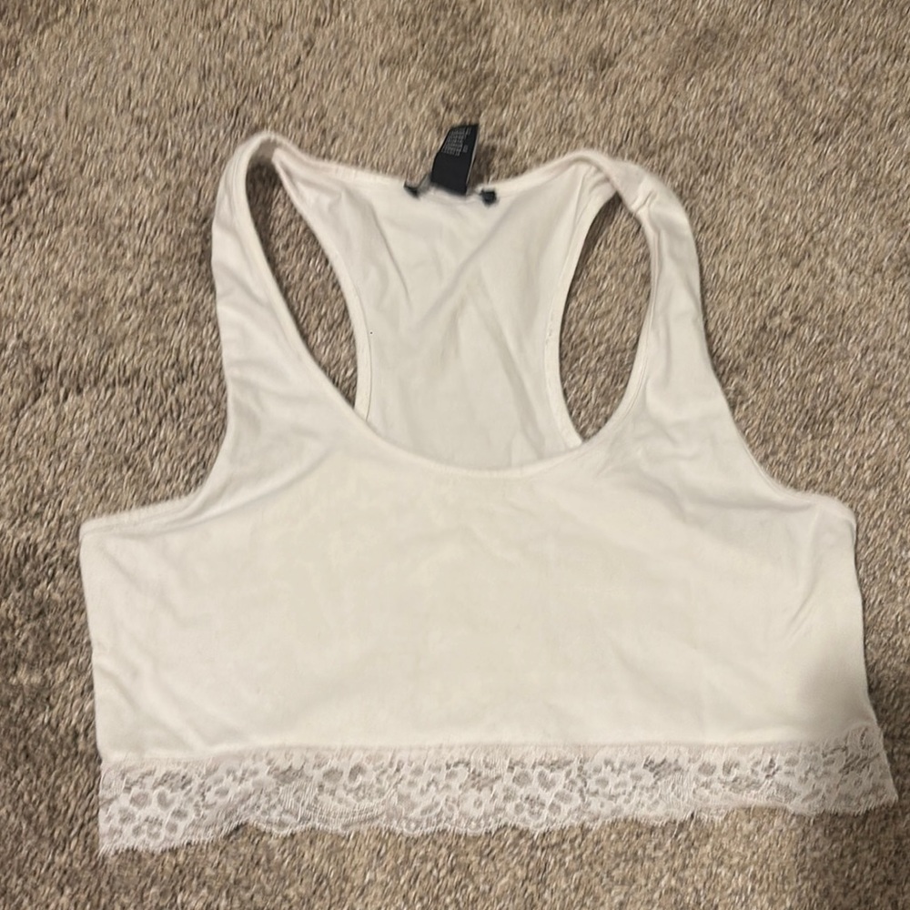 Stylish White Lace Trim Crop Top